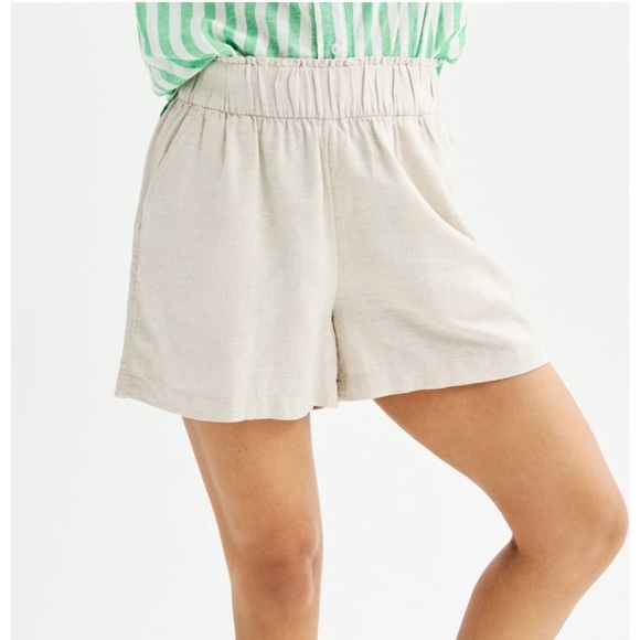 Sonoma Pants - SONOMA Linen Blend High Rise Pull On Shorts XL Tan